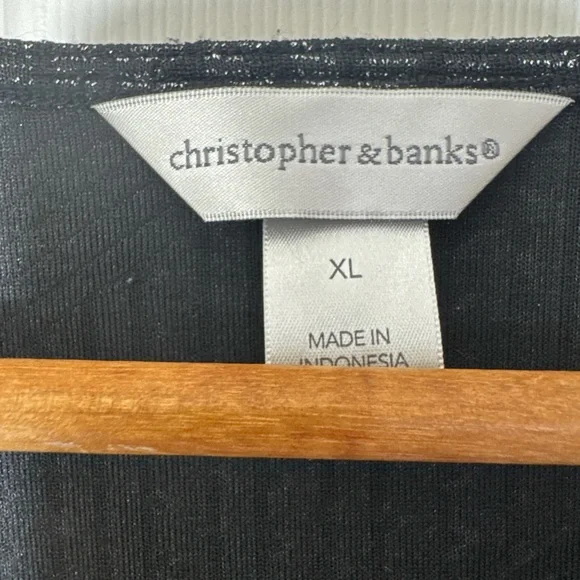 SALE🔥 Holiday Tops Christopher & Banks Women's Black Metallic Tunic Top Size XL - Picture 3 of 8